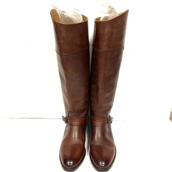 - Frye brown knee high equestrian style pull on leather boots Sz 8 - Picture 2 of 13